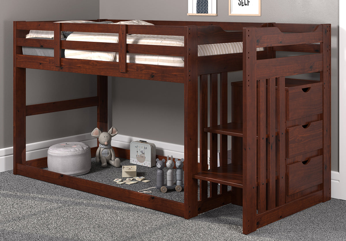 Chocolate Twin/Twin Stairstep Bunkbed