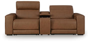 Magic Man 2-Piece Power Reclining Sectional Loveseat with Console Leather