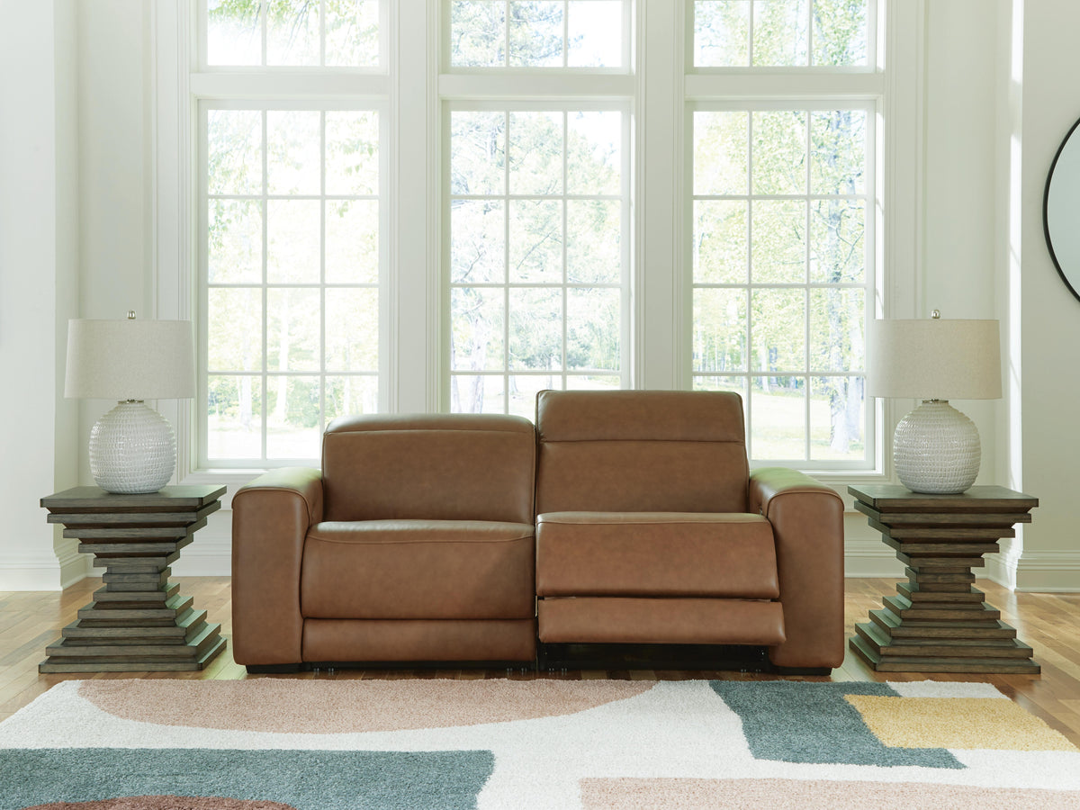 Magic Man 2-Piece Power Reclining Sectional Loveseat Leather