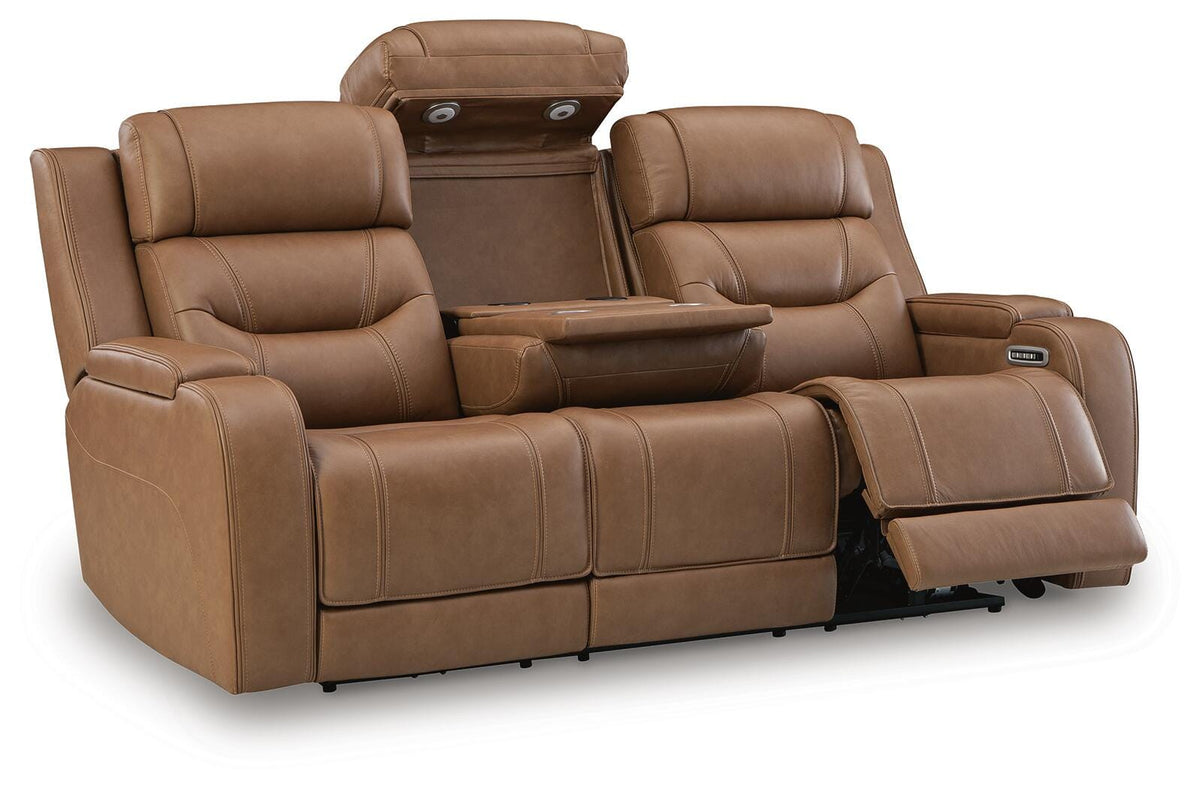 Knightington PWR REC Sofa w/Audio Seating Leather