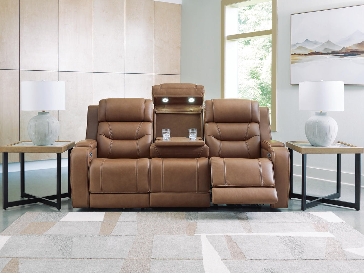 Knightington PWR REC Sofa w/Audio Seating Leather