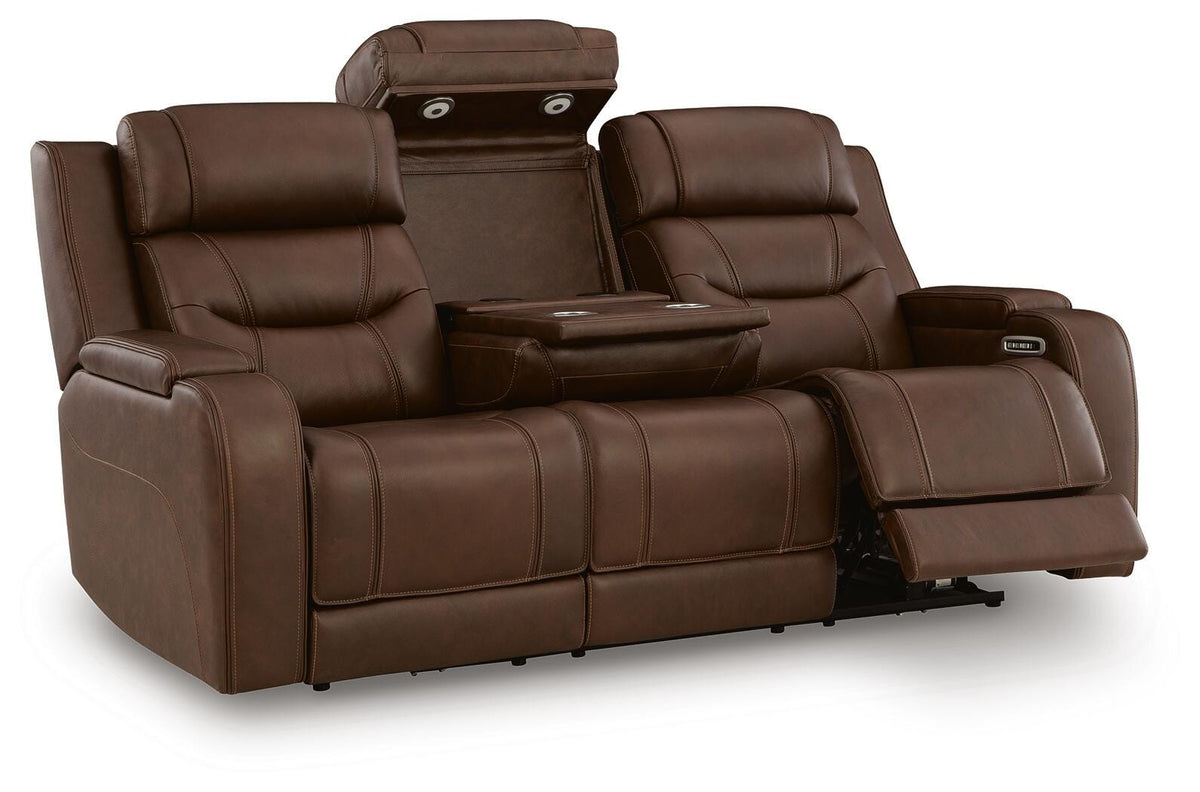 Knightington PWR REC Sofa w/Audio Seating Leather