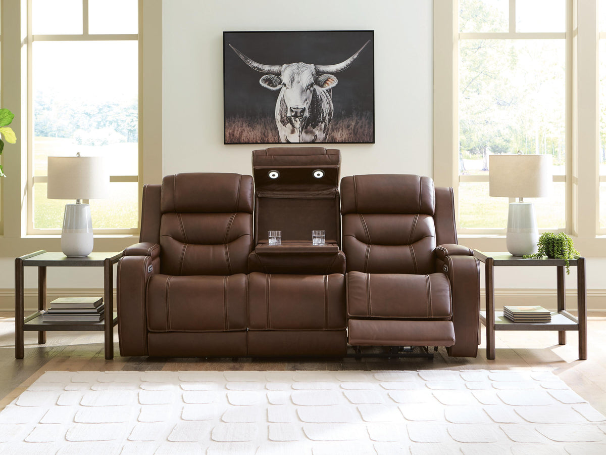 Knightington PWR REC Sofa w/Audio Seating Leather
