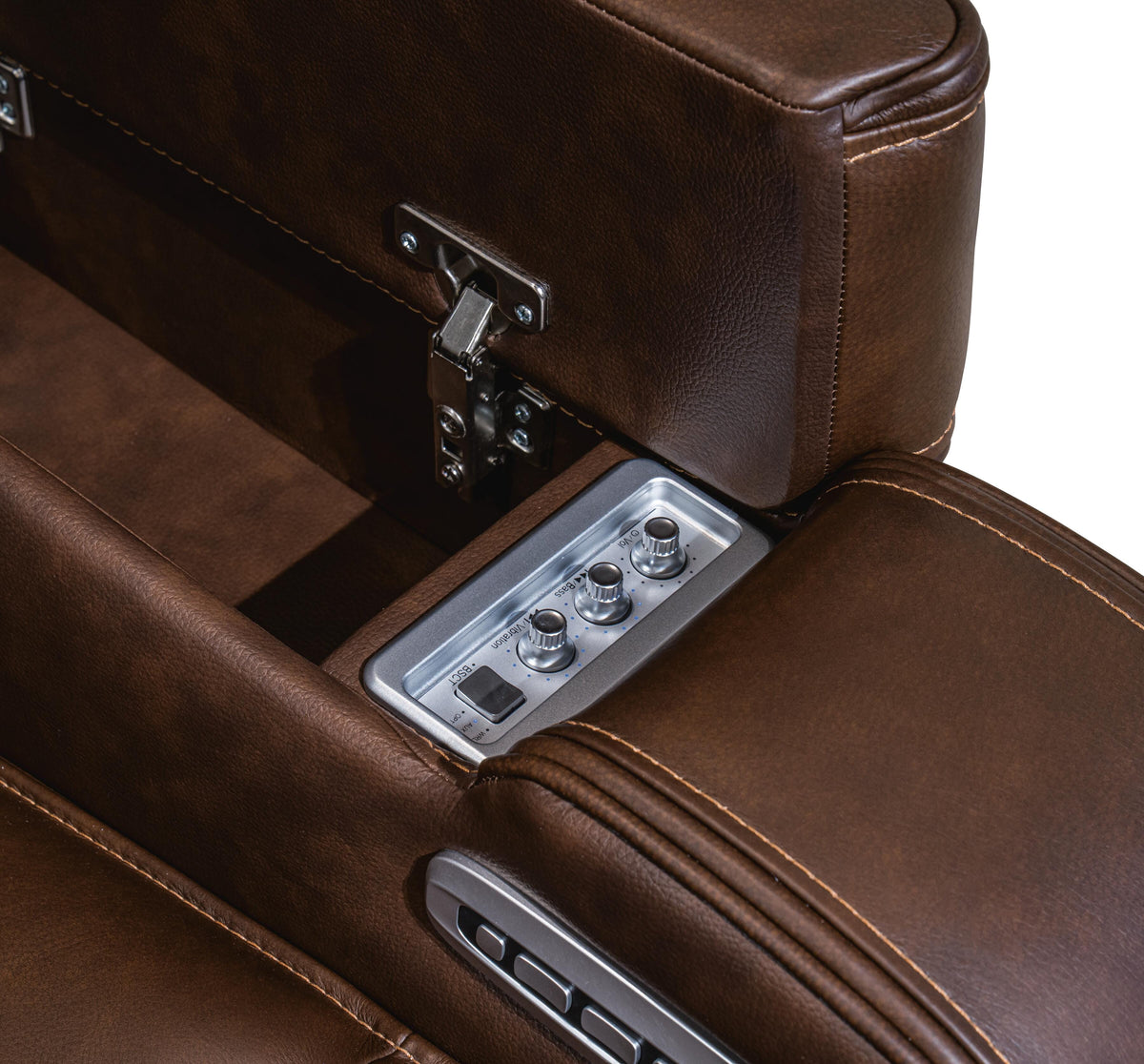 Knightington Power Recliner w/Audio Seating Leather