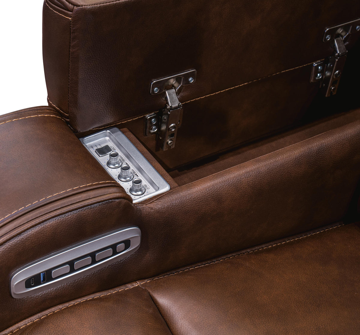 Knightington PWR REC Sofa w/Audio Seating Leather