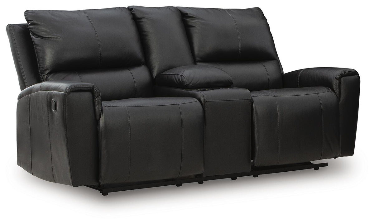 Glossmore DBL Rec Loveseat w/Console Leather