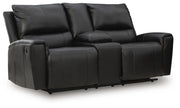 Glossmore DBL Rec Loveseat w/Console Leather