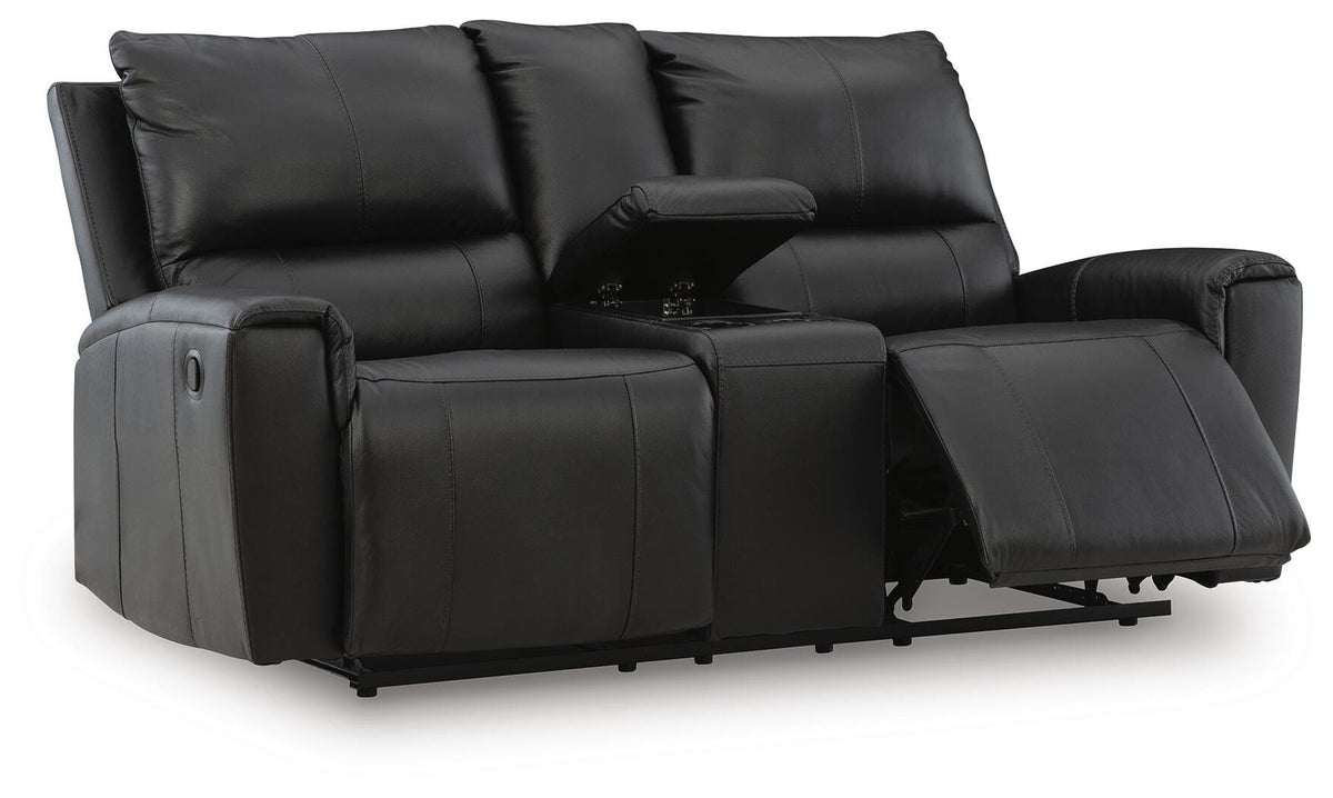 Glossmore DBL Rec Loveseat w/Console Leather