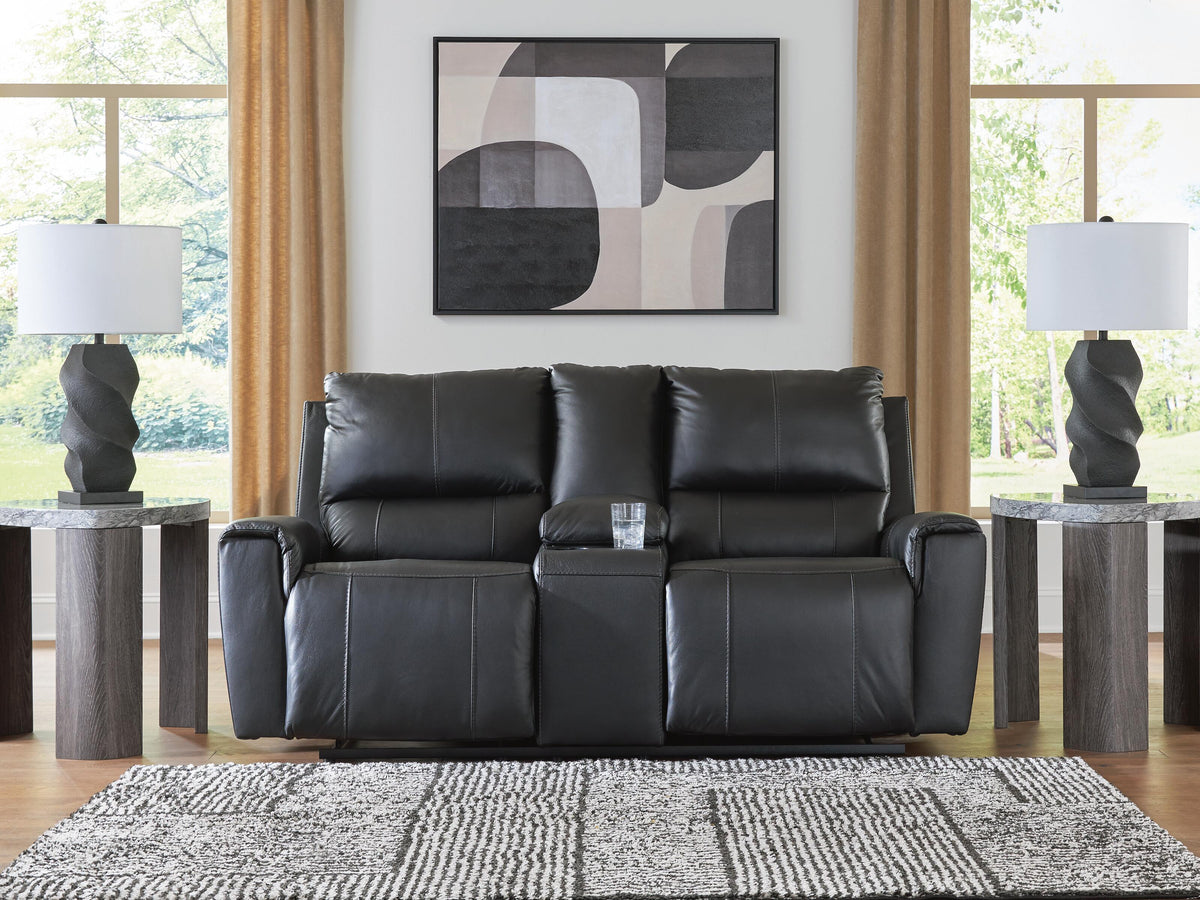 Glossmore DBL Rec Loveseat w/Console Leather