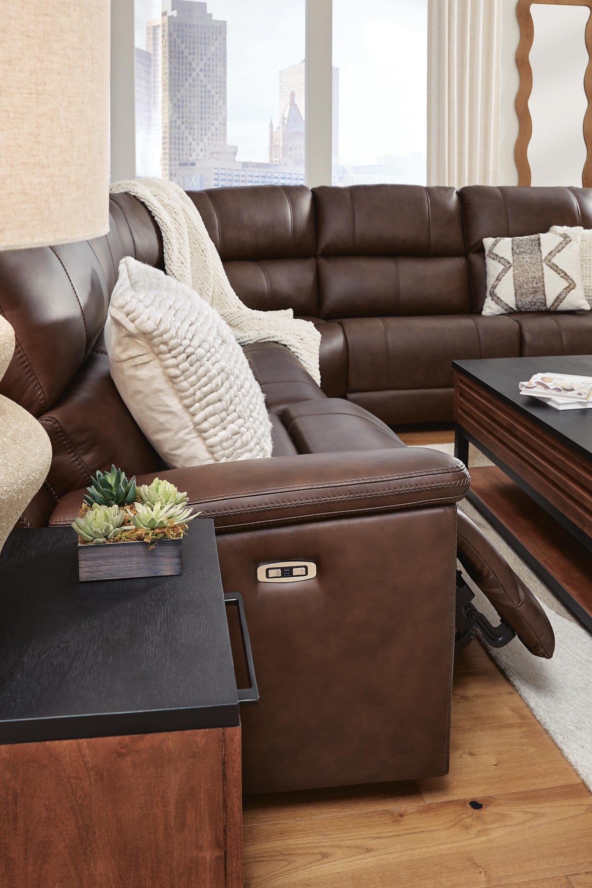 Bleckley 5-Piece Power Reclining Sectional Leather