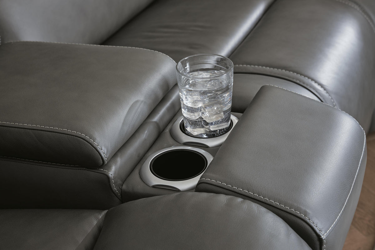 5Z - Pittson 3-Piece Power Reclining Sectional Loveseat with Console Leather