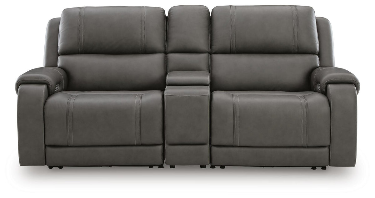 5Z - Pittson 3-Piece Power Reclining Sectional Loveseat with Console Leather