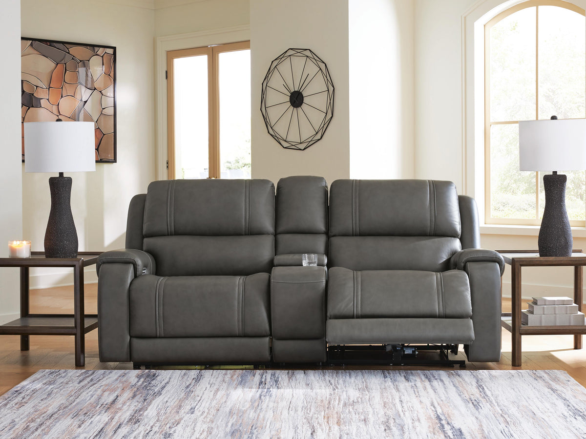 5Z - Pittson 3-Piece Power Reclining Sectional Loveseat with Console Leather