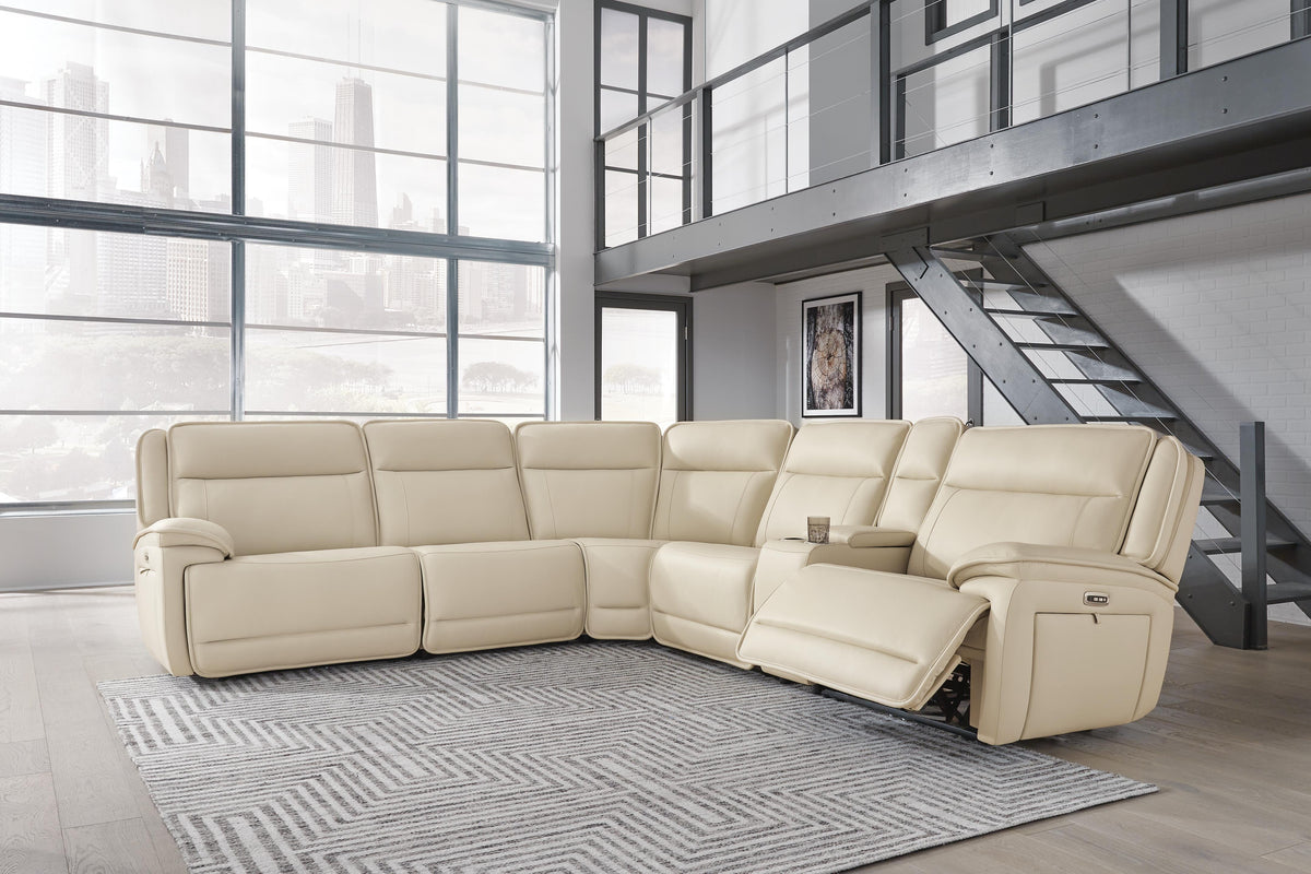 Double Deal 6-Piece Power Reclining Sectional Leather