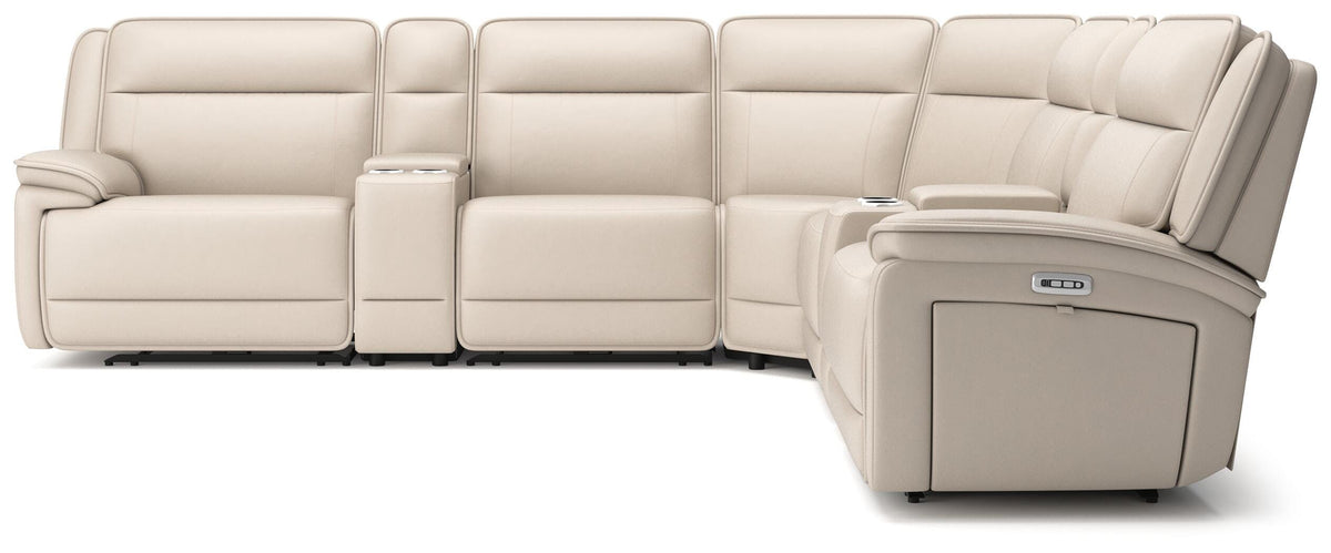 Double Deal 7-Piece Reclining Sectional with 2 Consoles Leather
