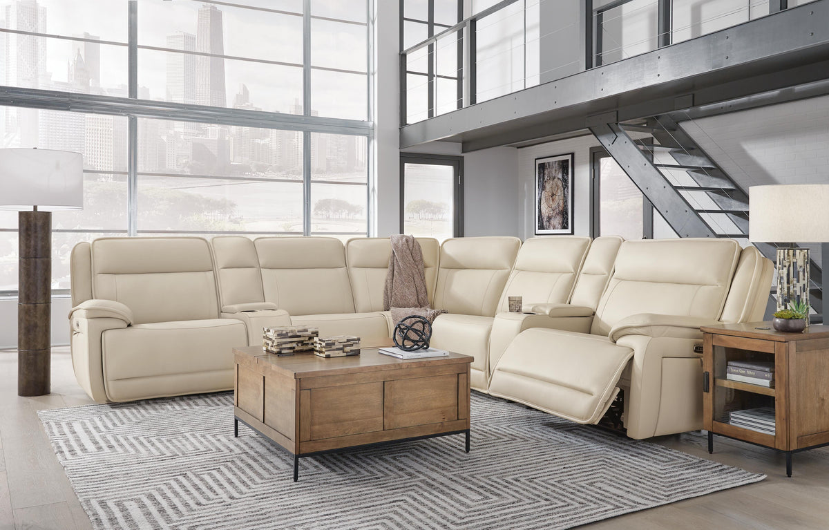 Double Deal 7-Piece Reclining Sectional with 2 Consoles Leather