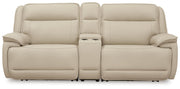 Double Deal 3-Piece Power Reclining Loveseat Sectional with Console Leather