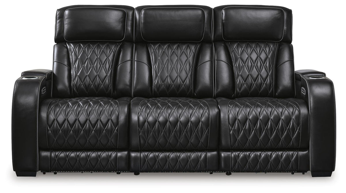 Boyington PWR REC Sofa with ADJ Headrest Leather - Black