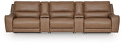 DeepWakes 5-Piece Reclining Sectional with Storage Consoles Leather