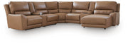 DeepWakes 7-Piece Reclining Sectional with Chaise and Storage Consoles Leather