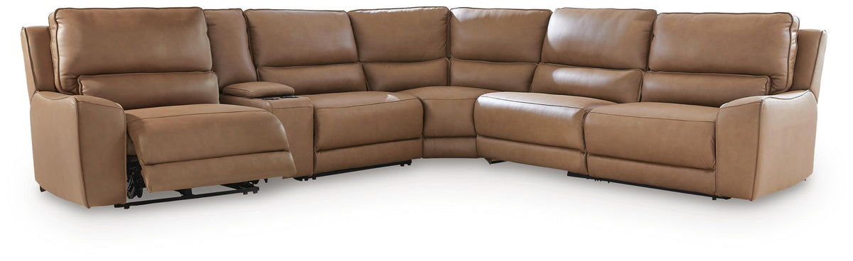 DeepWakes 6-Piece Reclining Sectional with Storage Console Leather
