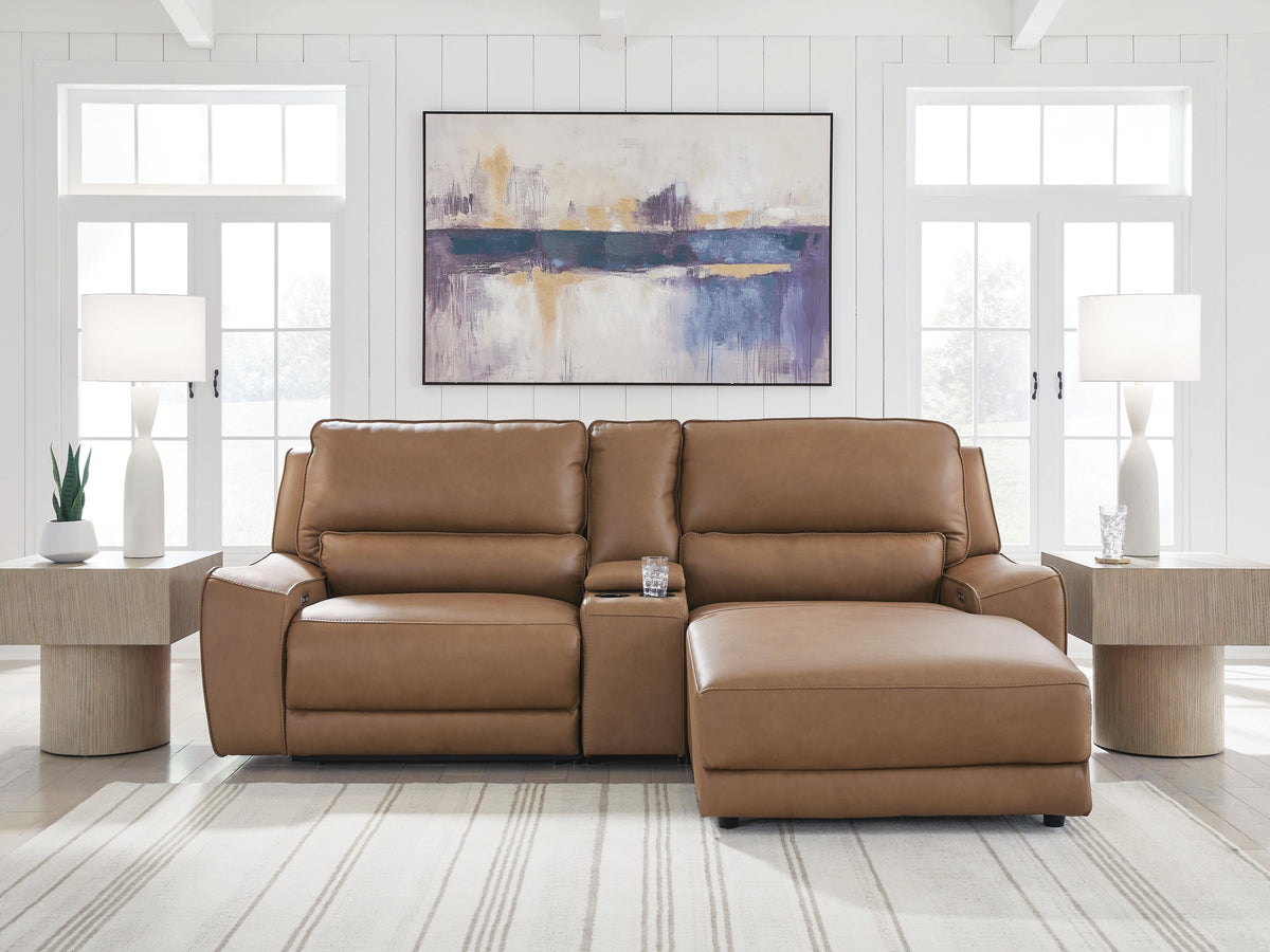 DeepWakes 3-Piece Power Reclining Sectional with Chaise Leather