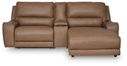 DeepWakes 3-Piece Power Reclining Sectional with Chaise Leather