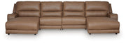 DeepWakes 4-Piece Reclining Sectional with Double Chaise Leather