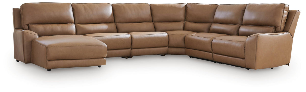 DeepWakes 6-Piece Reclining Sectional with Chaise Leather