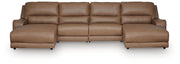 DeepWakes 4-Piece Power Reclining Sectional with Chaise Leather