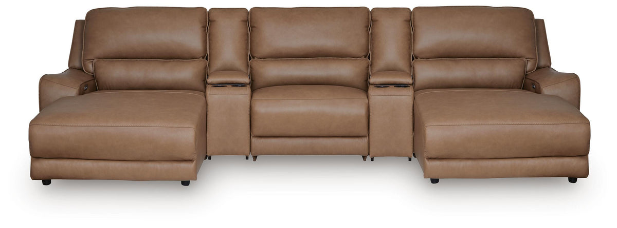 DeepWakes 5-Piece Power Reclining Sectional with Chaise Leather