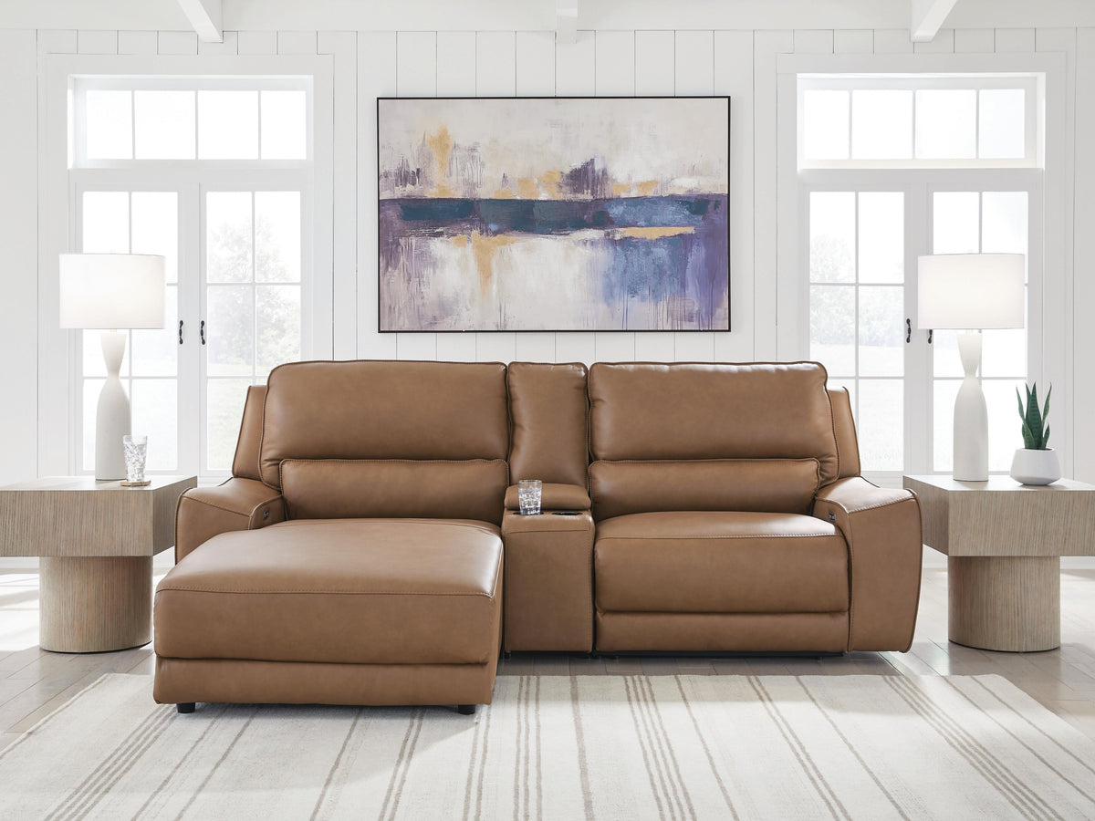DeepWakes 3-Piece Power Reclining Sectional with Chaise Leather