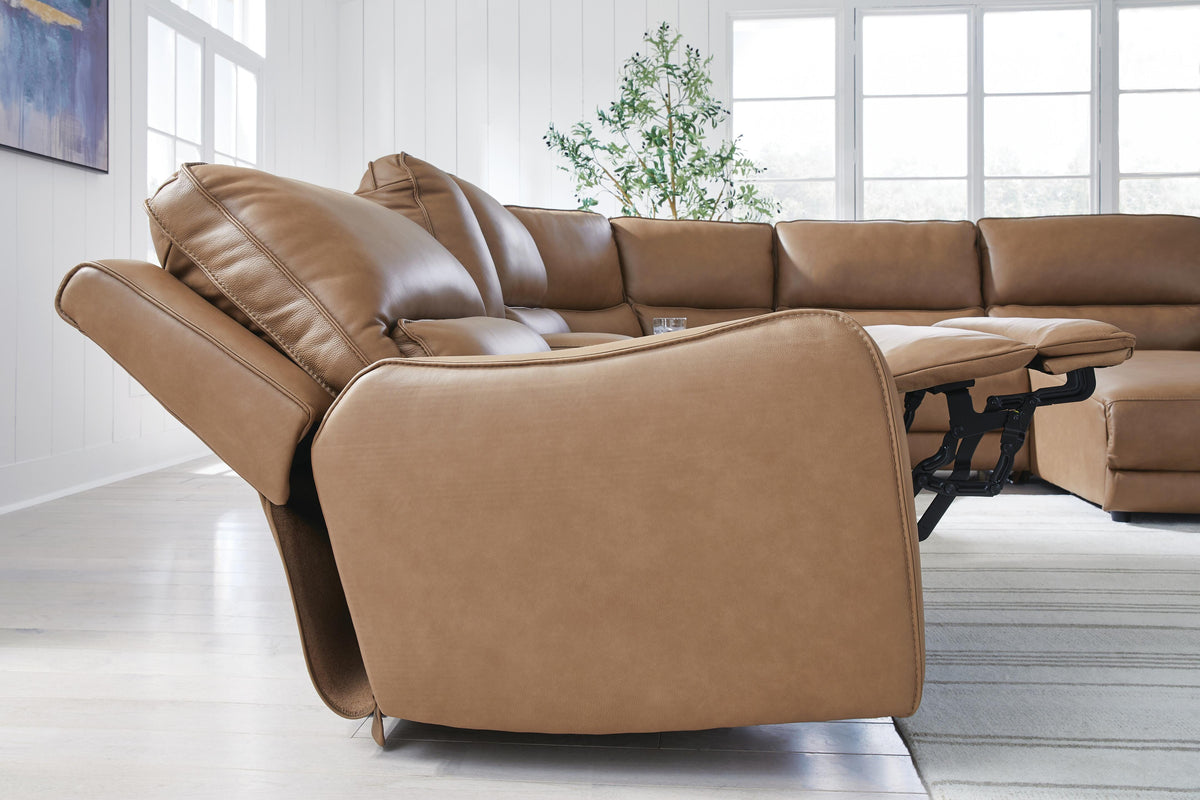 DeepWakes 6-Piece Power Reclining Sectional Leather