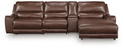 DeepWakes 4-Piece Reclining Sectional with Chaise and Storage Console Leather