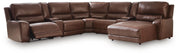 DeepWakes 7-Piece Reclining Sectional with Chaise and Storage Consoles Leather