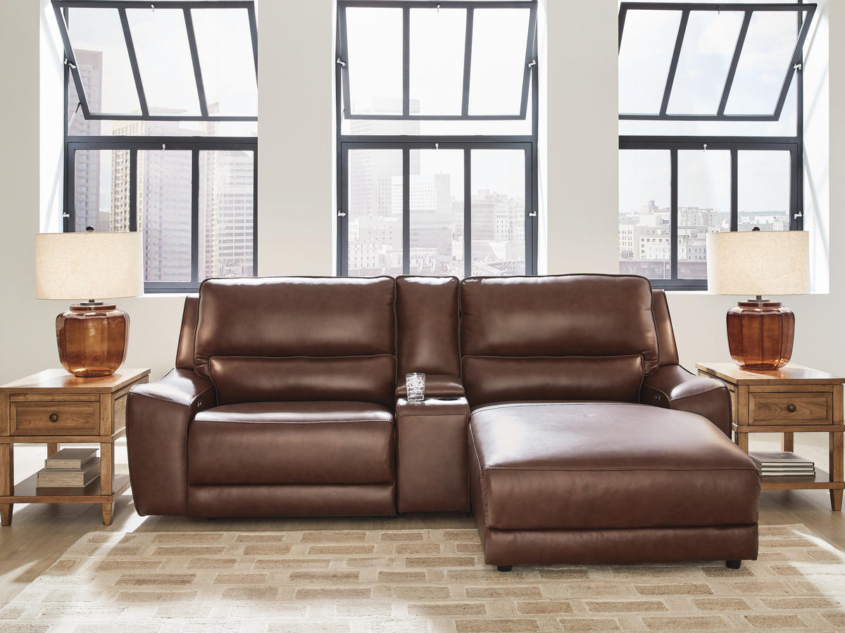 DeepWakes 3-Piece Power Reclining Sectional with Chaise Leather