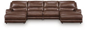 DeepWakes 4-Piece Power Reclining Sectional with Chaise Leather