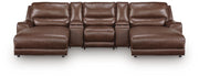 DeepWakes 5-Piece Reclining Sectional with Double Chaise and Storage Consoles Leather