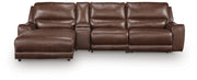 DeepWakes 4-Piece Reclining Sectional with Chaise and Storage Console Leather