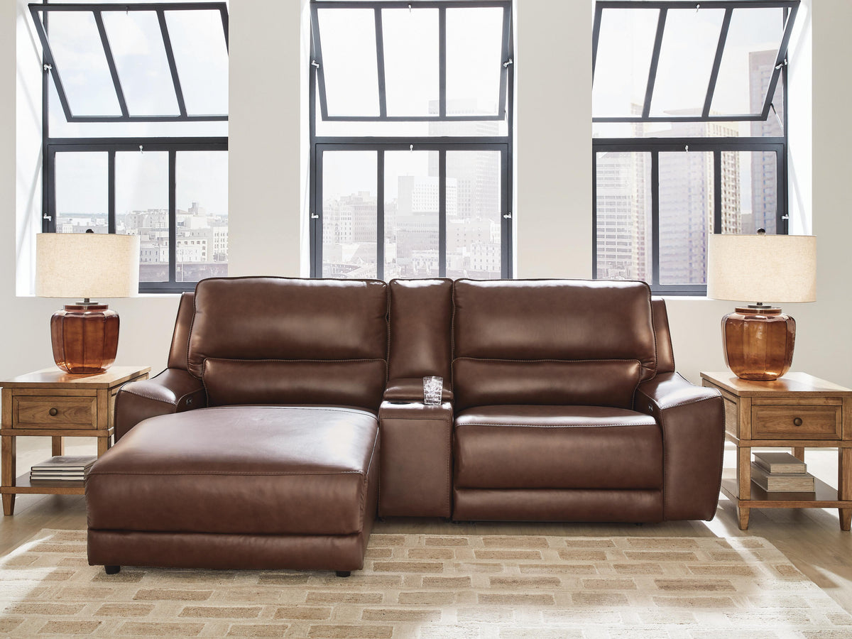 DeepWakes 3-Piece Power Reclining Sectional with Chaise Leather