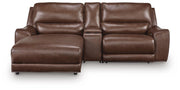 DeepWakes 3-Piece Power Reclining Sectional with Chaise Leather