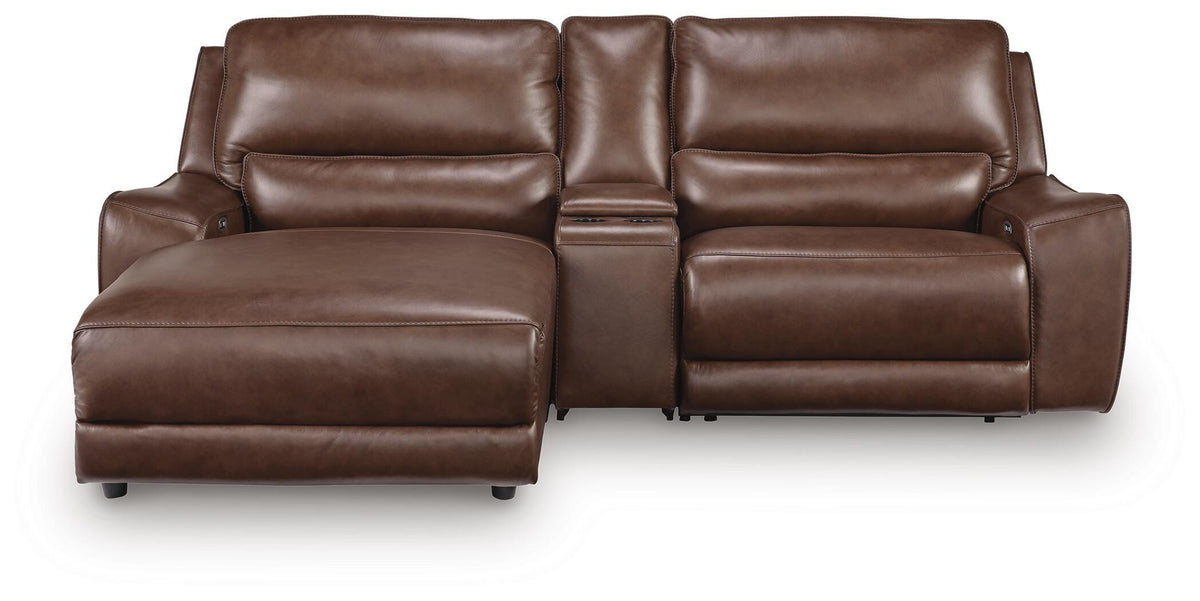 DeepWakes 3-Piece Power Reclining Sectional with Chaise Leather