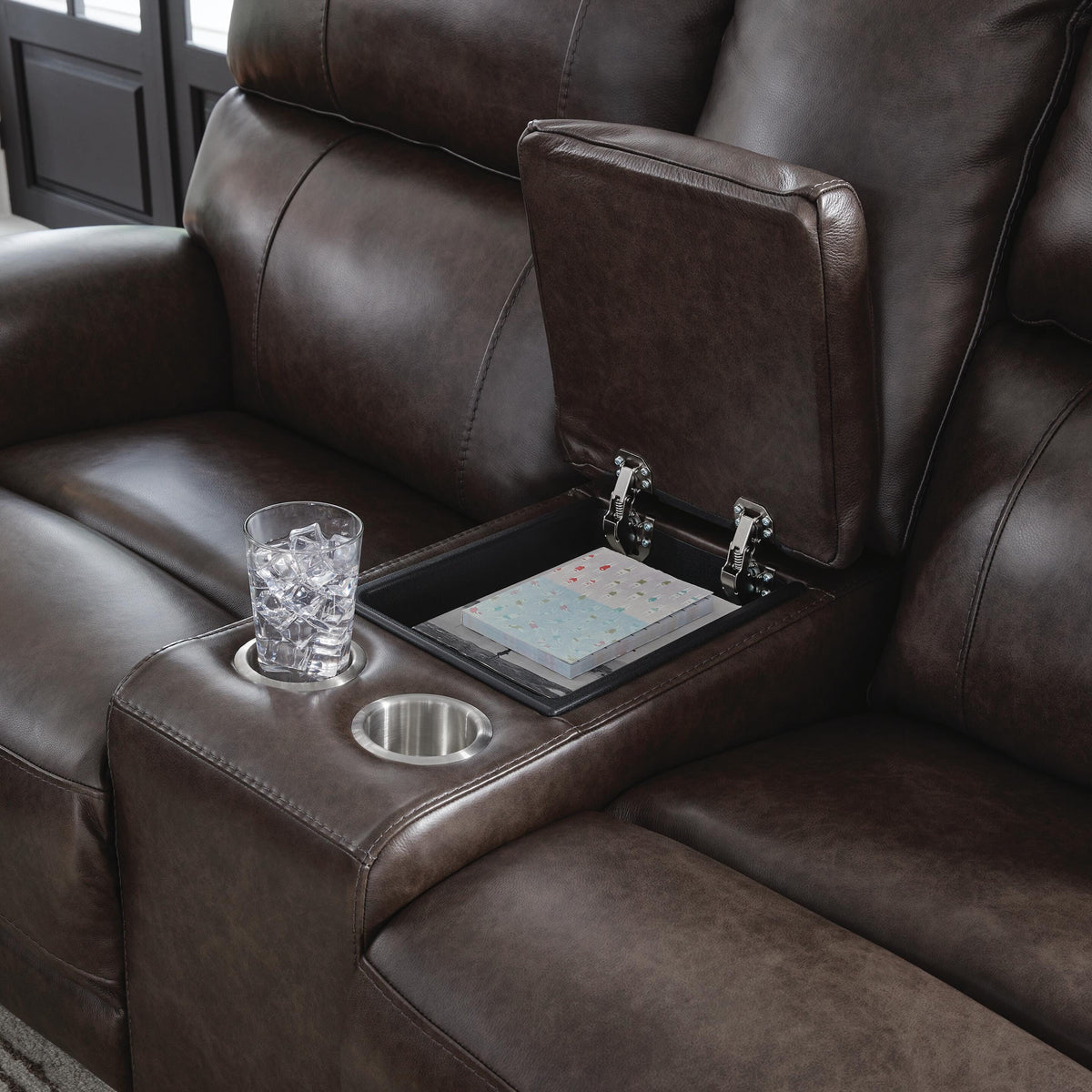 Crossplex PWR REC Loveseat/CON/ADJ HDRST Leather