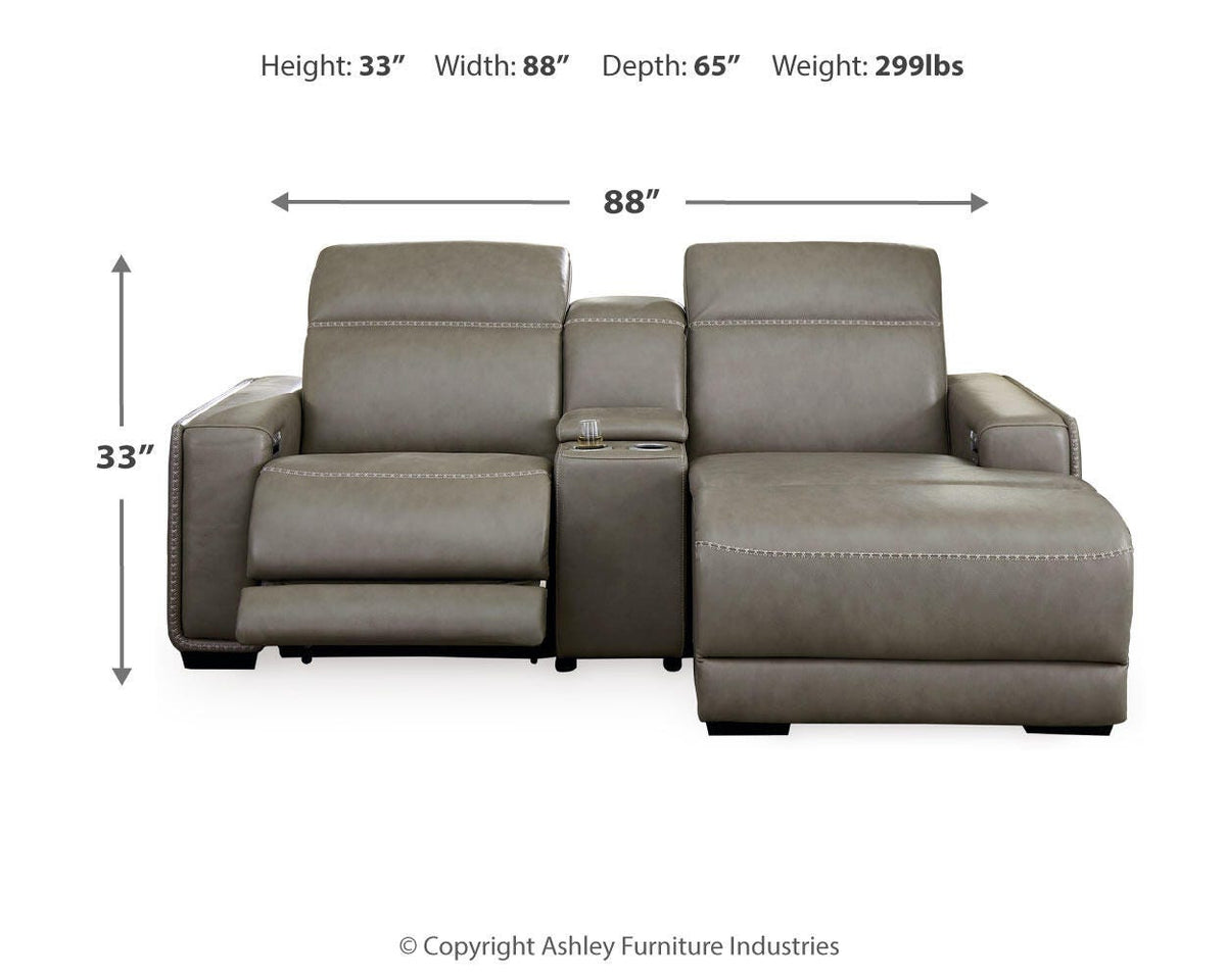 Correze 3-Piece Power Reclining Sectional with Chaise Leather