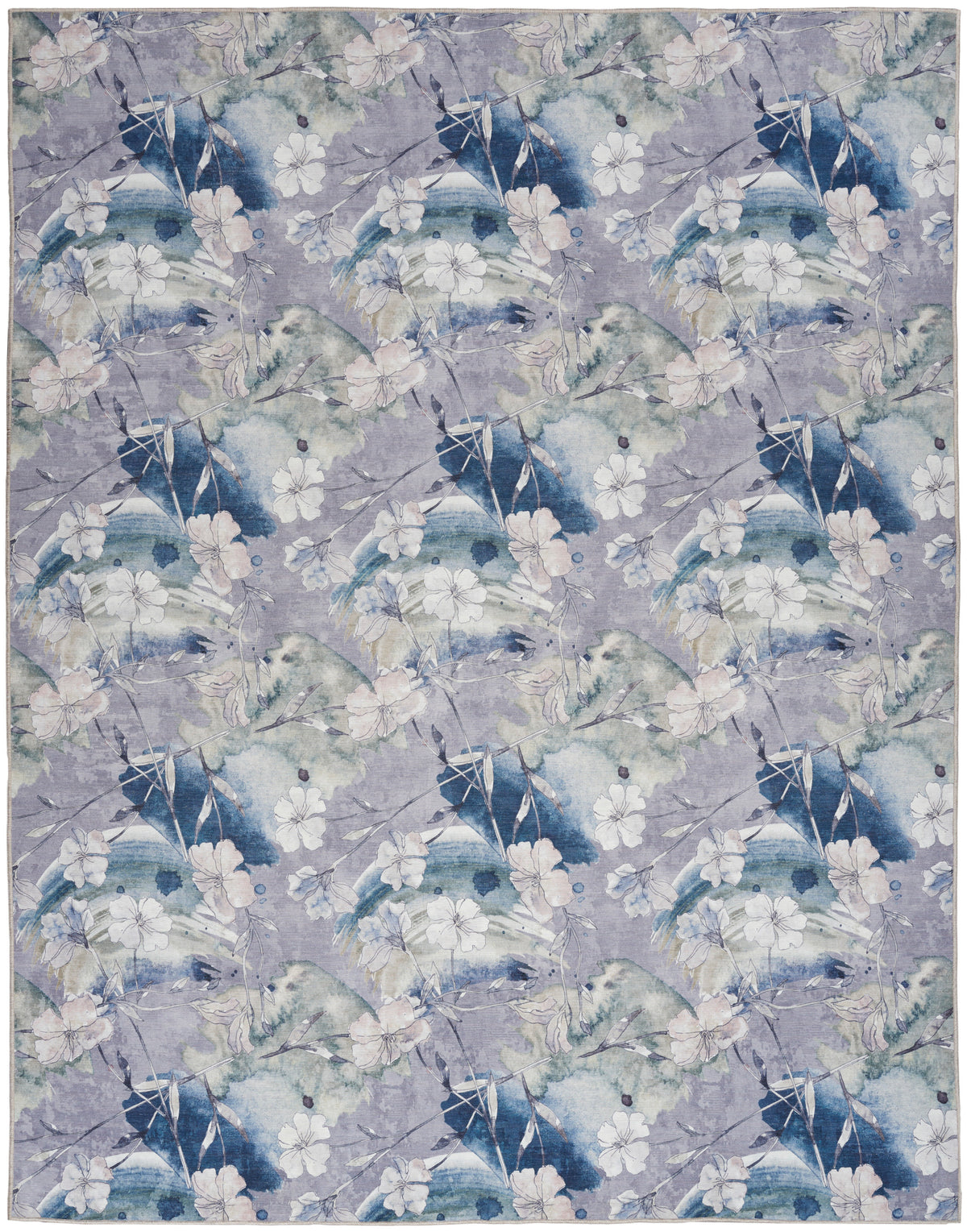 Nourison Washables NWB07 Grey Blue Rug - Rectangle