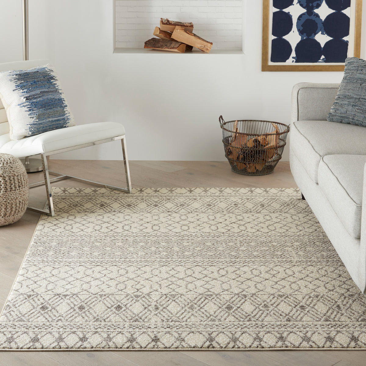 Passion PSN43 Ivory Grey Rug - room scene
