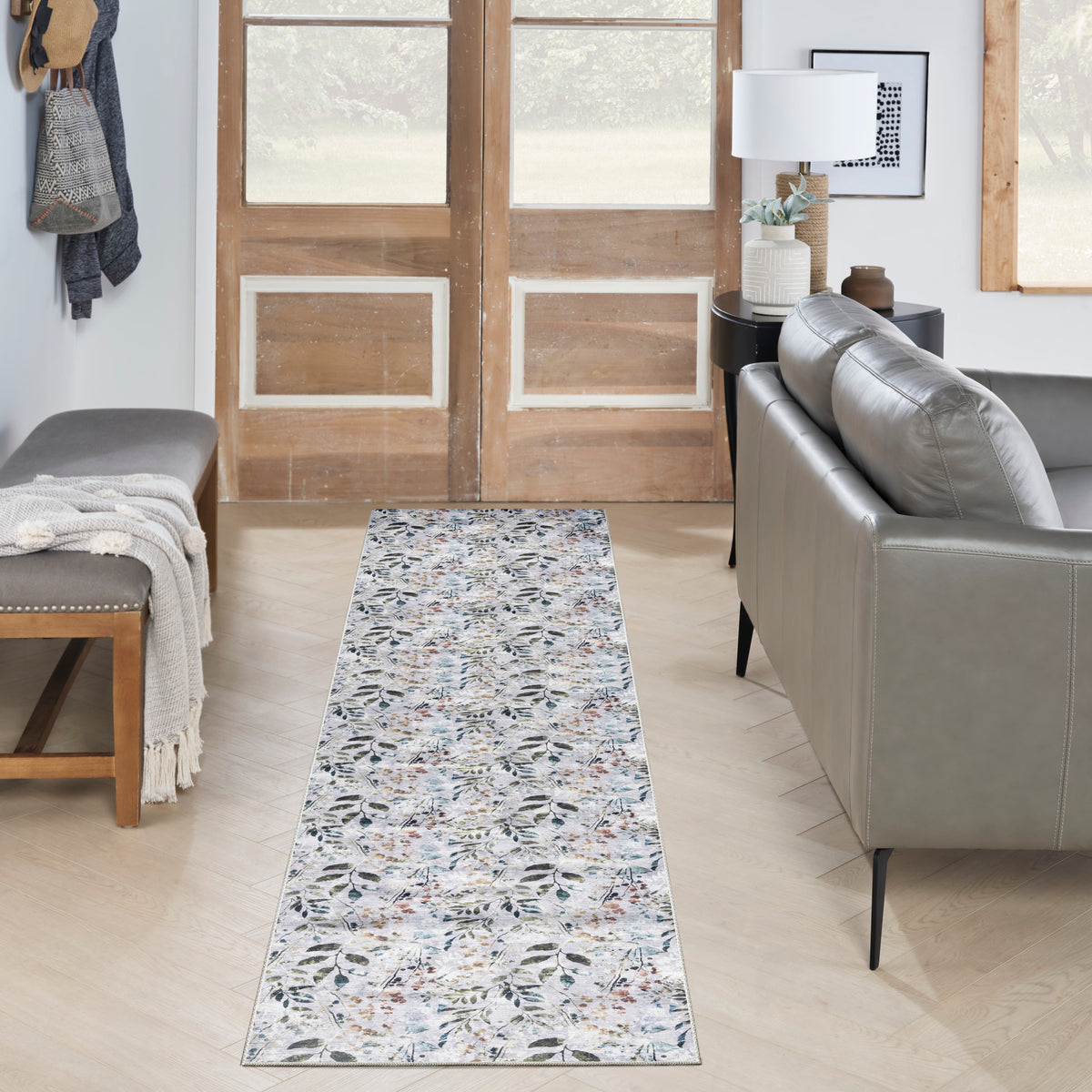 Nourison Washables NWB05 Grey Multicolor Rug - room scene