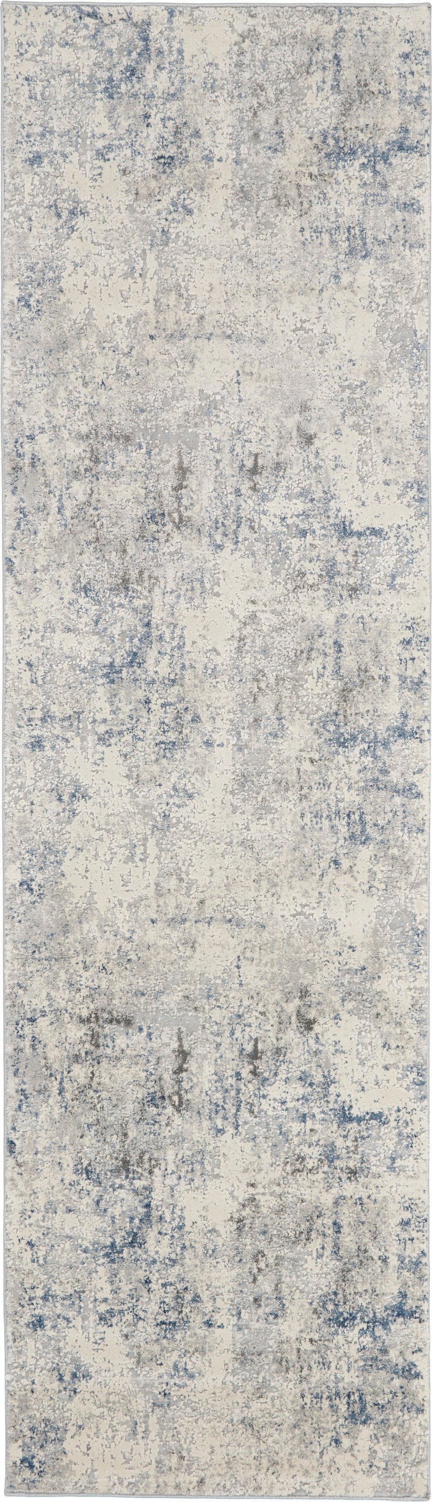 Rustic Textures RUS07 Ivory Grey Blue Rug - Runner