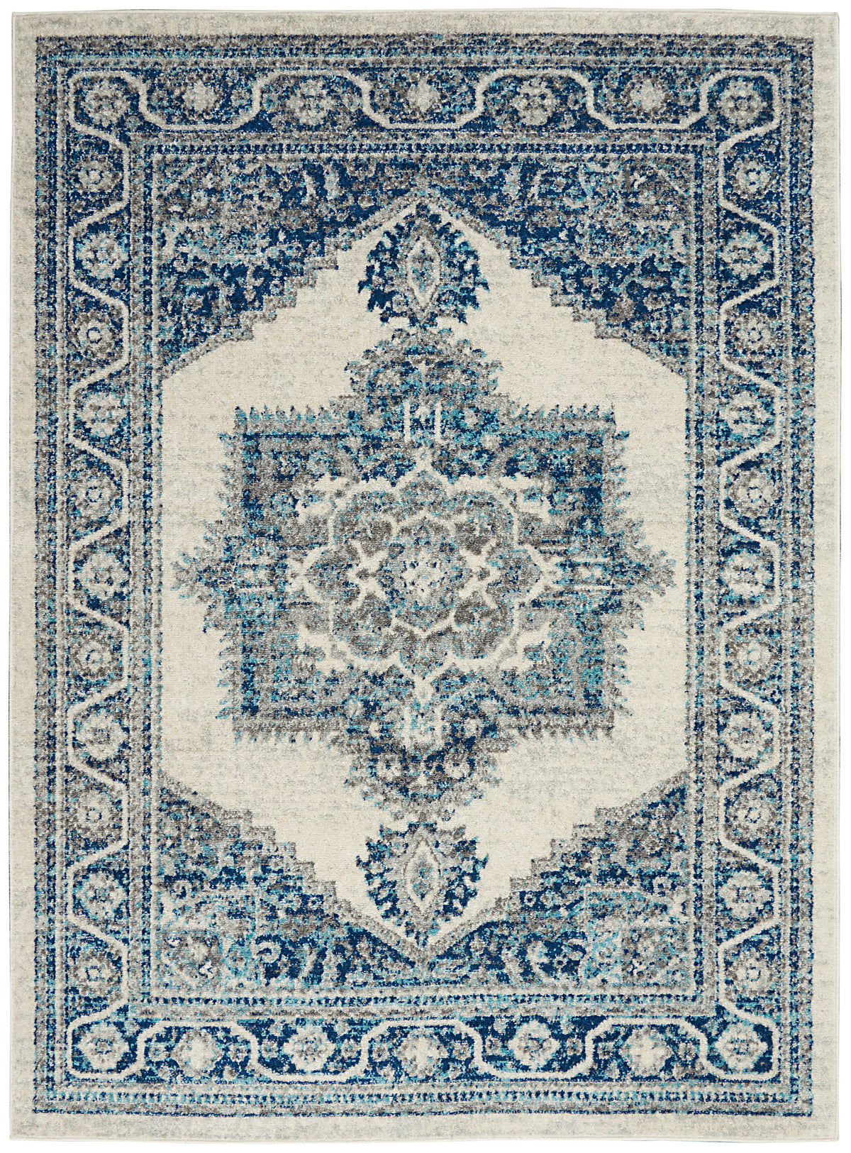 Persian Vintage PRV01 Ivory Blue Rug - Rectangle