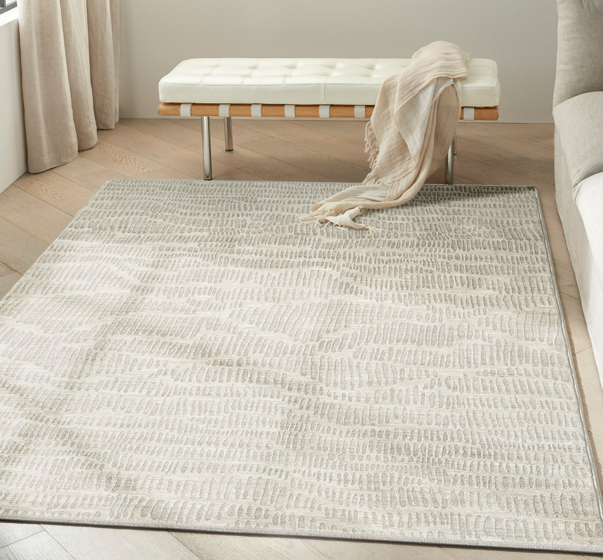CK079 Notes NOT01 Ivory Silver Rug - room scene